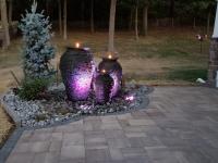 urn fire fountains, colored lights